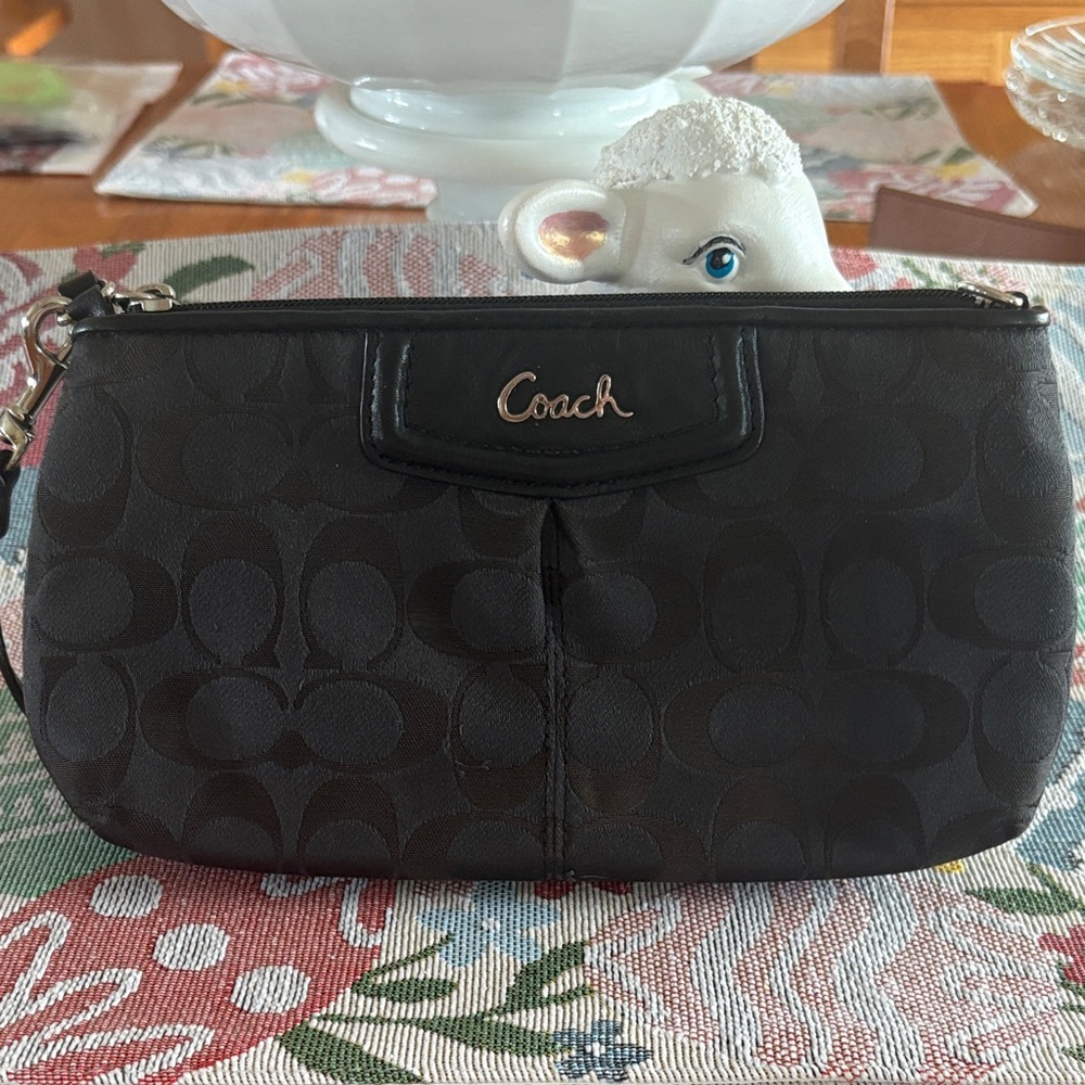 Coach Black Signature Small Wristlet